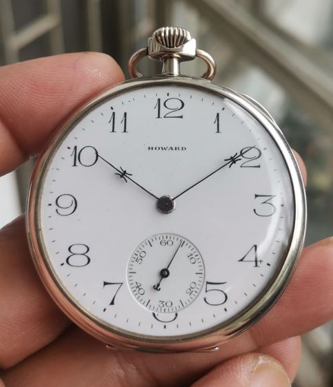 Howard 14k White Gold Solid Gold Pocket Watch รูปที่ 3