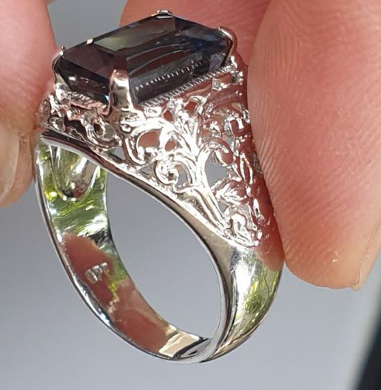 แหวนเงินแท้ฝังพลอยบลูโทพาสแท้ รูปที่ 5