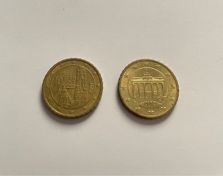 เหรียญ 10 euro cent ค.ศ. 2002 จำนวน 2 เหรียญ รูปที่ 2