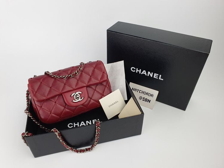 CHANEL LIMITED MINI SAC WITH CRYSTAL RED BURGUNDY LAMBSKIN SHINY RHW รูปที่ 1