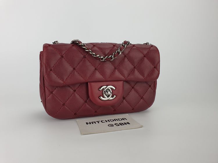 CHANEL LIMITED MINI SAC WITH CRYSTAL RED BURGUNDY LAMBSKIN SHINY RHW รูปที่ 3