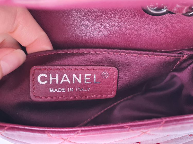 CHANEL LIMITED MINI SAC WITH CRYSTAL RED BURGUNDY LAMBSKIN SHINY RHW รูปที่ 15