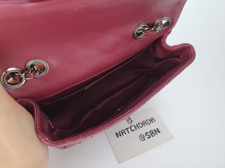 CHANEL LIMITED MINI SAC WITH CRYSTAL RED BURGUNDY LAMBSKIN SHINY RHW รูปที่ 14