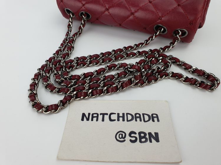 CHANEL LIMITED MINI SAC WITH CRYSTAL RED BURGUNDY LAMBSKIN SHINY RHW รูปที่ 11