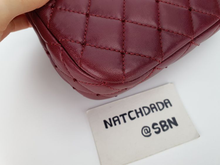 CHANEL LIMITED MINI SAC WITH CRYSTAL RED BURGUNDY LAMBSKIN SHINY RHW รูปที่ 9