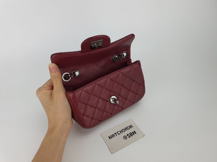 CHANEL LIMITED MINI SAC WITH CRYSTAL RED BURGUNDY LAMBSKIN SHINY RHW รูปที่ 12