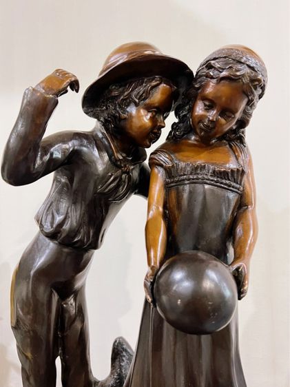 Boy and Girl brass statue from England  เด็กน้อยชายหญิงทองเหลือง นำเข้าจากอังกฤษ รูปที่ 2