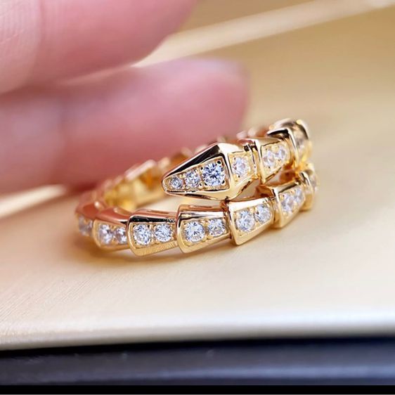 Cubic Zirconia แหวนแฟชั่น รูปงู ปรับได้ เครื่องประดับ สําหรับผู้หญิง คู่รัก ของขวัญ รูปที่ 9