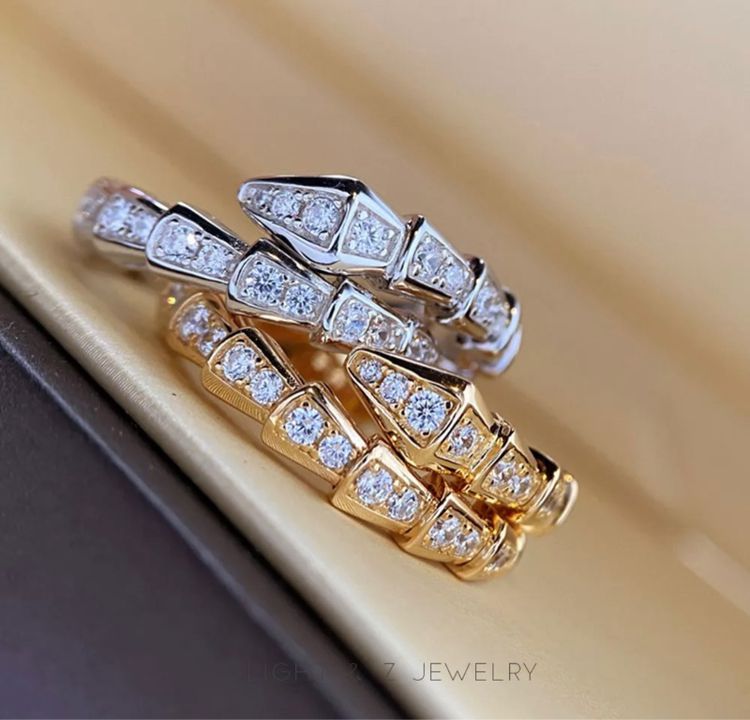 Cubic Zirconia แหวนแฟชั่น รูปงู ปรับได้ เครื่องประดับ สําหรับผู้หญิง คู่รัก ของขวัญ รูปที่ 3