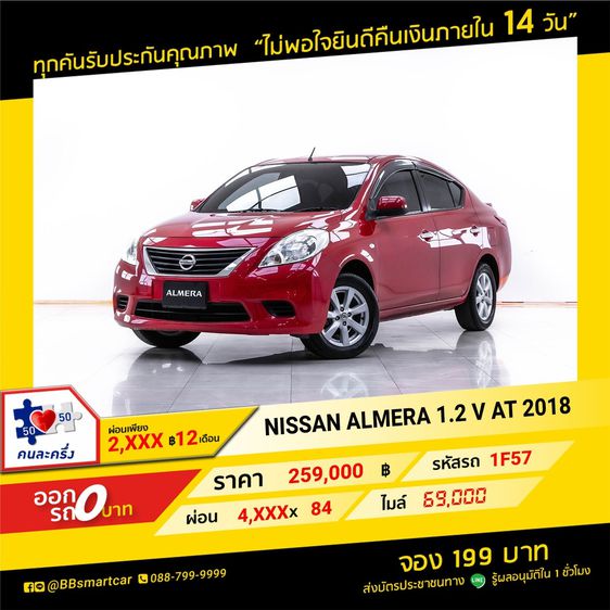 Nissan March 2018 1.2 V Sedan เบนซิน เกียร์อัตโนมัติ แดง