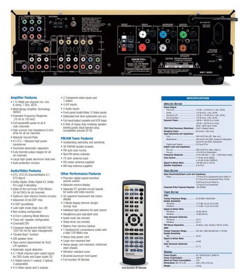 Onkyo TX-SR501 6.1Ch Receiver with Dolby Digital EX DTS-ES, Pro Logic IIซิงค์ทองหายากระบบเสียง360องศา นำเข้าJapanแท้ๆเสียงเทพครบทุกอรรถรส รูปที่ 2