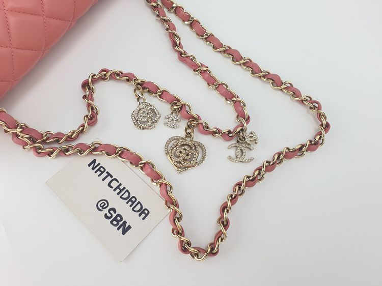 CHANEL CLASSIC VALENTINE CHARMS LIMITED EDITION 10" PINK LAMBSKIN LGHW รูปที่ 19