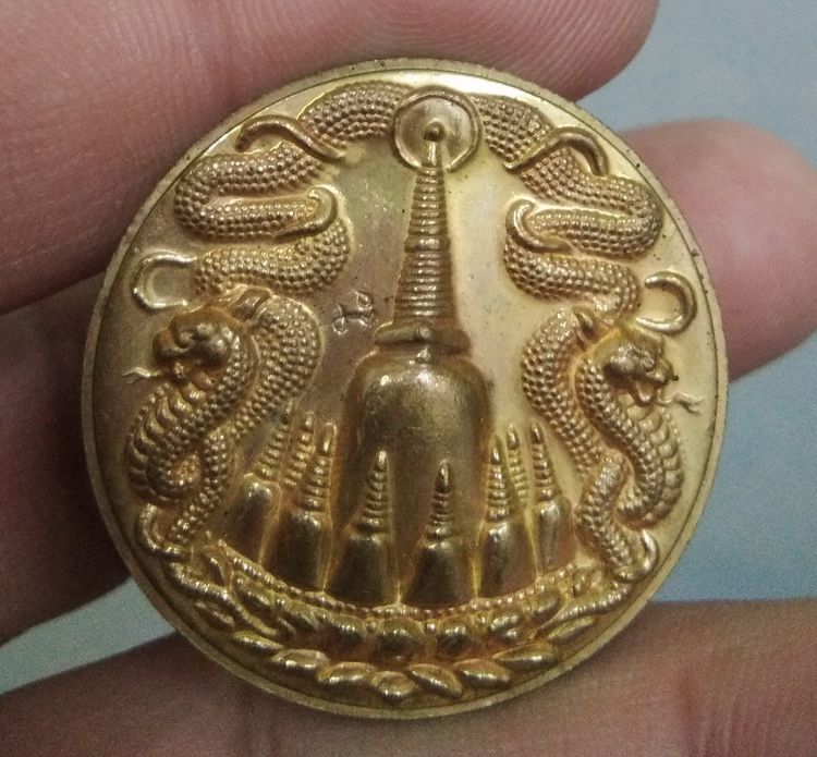 75426-เหรียญองค์พ่อจตุคามรามเทพหลังเจดีย์มังกรคู่เนื้อทองแดง ขนาดเส้นผ่าศูนย์กลางประมาณ 3.2 ซม รูปที่ 4