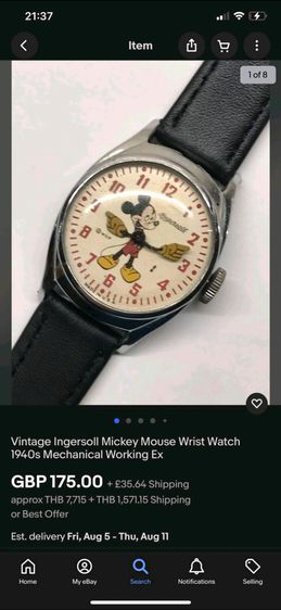 Rare vintage  Ingersoll Mickey Mouse made in USA ปี 1940s รูปที่ 11
