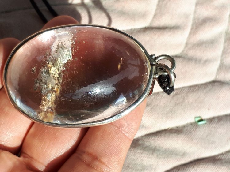 แก้วโป่งข่ามนำโชค ชนิดแก้วปวกหลากสี ทองนาคเงินดำม่วงขาว ขนาดใหญ่มาก มีน้ำหนัก สวย สมบูรณ์ เก่า แท้ หายาก เลี่ยมเงินแท้  แก้วโป่งข่าม สุดยอดข รูปที่ 4