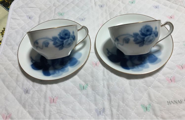 ชุดกาแฟ OKURA  ลายดอกกุหลาบสีฟ้าอมนำ้เงิน รูปที่ 4