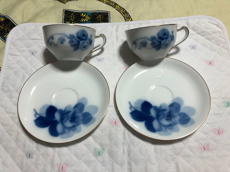 ชุดกาแฟ OKURA  ลายดอกกุหลาบสีฟ้าอมนำ้เงิน รูปที่ 6