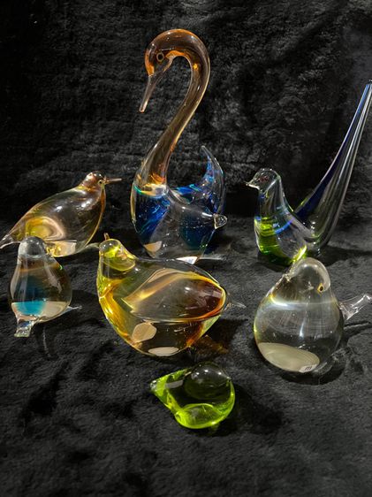 หงส์ และ นก แก้ว งานแก้วเป่างานbrand from Japan set 7 ตัว รูปที่ 2