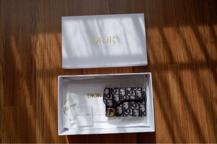 SADDLE FLAP CARD HOLDER Blue Dior Oblique Jacquard 2021