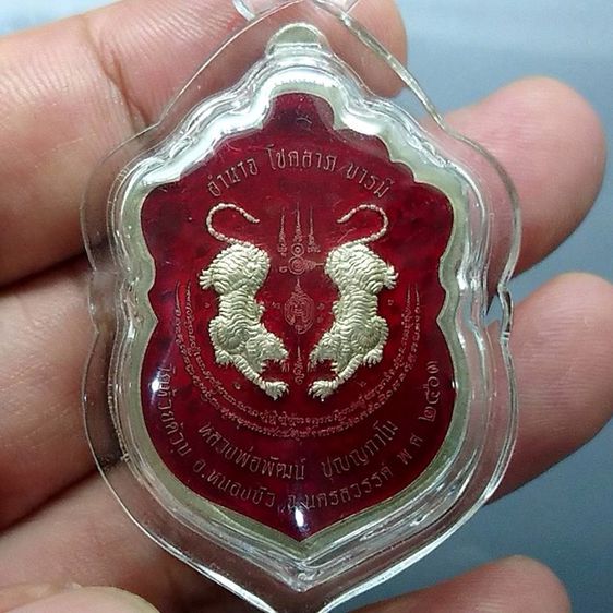 เหรียญเสือคาบดาบ รุ่น2 เนื้ออัลปาก้า ตอกพิเศษ ตอกหัวเสือ (แจกยกลัง) ลงยาแดง หลังยาแดง ขอบซุ้มแดง หลวงพ่อพัฒน์ วัดห้วยด้วน โคท 21 รูปที่ 3