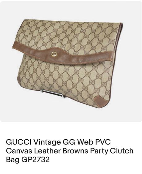 Gucci Canvas Clutch Bag ของแท้ รูปที่ 18