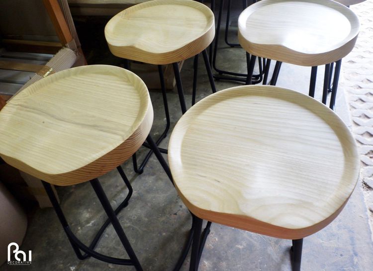 เก้าอี้บาร์ ท้อปทำจากไม้จริง เก้าอี้ทรงสูง ขาเหล็ก ผู้ผลิต รูปที่ 4