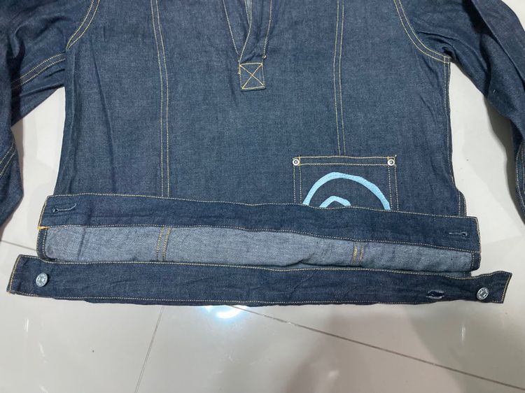 เสื้อยีนส์ EVISU ไซส์ S Made in ITALY สีน้ำเงินเข้ม คอปก ไม่มีกระดุม สภาพไร้ที่ติ รูปที่ 7