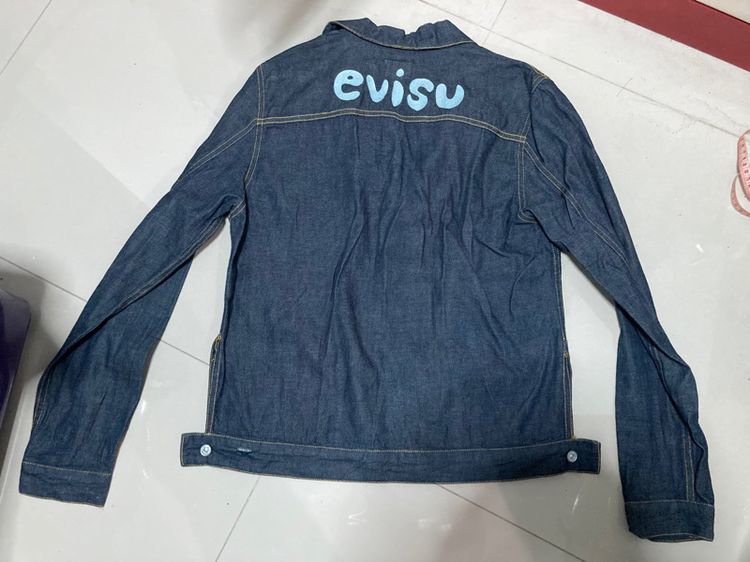 เสื้อยีนส์ EVISU ไซส์ S Made in ITALY สีน้ำเงินเข้ม คอปก ไม่มีกระดุม สภาพไร้ที่ติ รูปที่ 8
