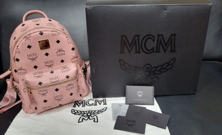 MCM Pink Mini Stark Backpack รูปที่ 8