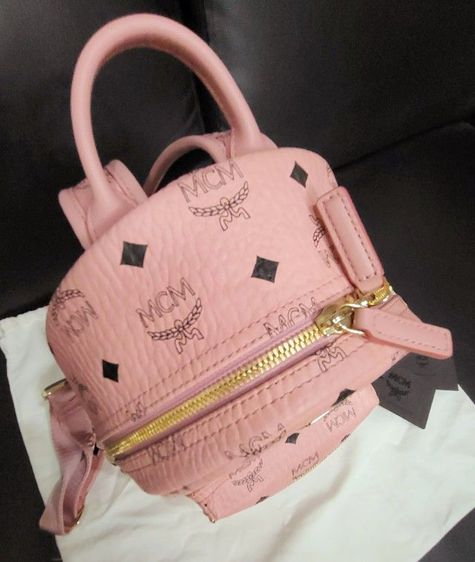 MCM Pink Mini Stark Backpack รูปที่ 3