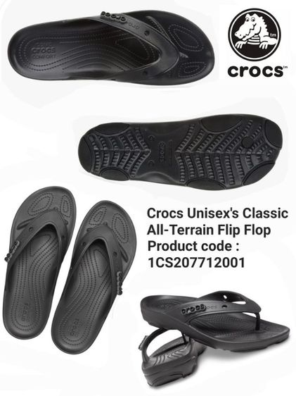 รองเท้า CROCS Unisex Classic All-Terrain Flip สีดำ เบอร์ m7w8 ขนาด26cm ของแท้