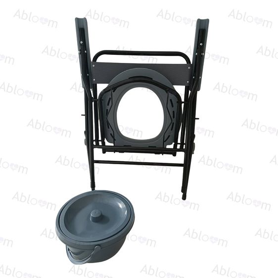 💚รุ่นใหม่💚 เก้าอี้นั่งถ่าย เหล็กชุบ พร้อมพนักพิง พับได้ (รุ่นเปิดแผ่นรองนั่ง) Foldable Steel Commode Chair with Backrest รูปที่ 8