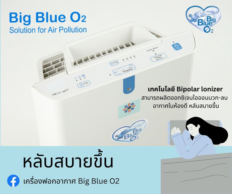 เครื่องฟอกอากาศ Big Blue O2 รุ่น H1มี Bipolar lonizer Technology มีประจุบวกและลบในเครื่องเดียว รูปที่ 11