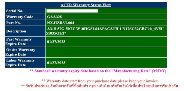 Acer AspireA315-57G Core i5-1035G1 NVIDIA GeForce MX330 (2GB DDR5)Ram8GB SSD512GB Warranty Onsite ถึง มกราคม 2023 รูปที่ 13