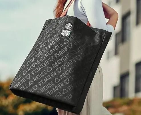 อื่นๆ ผ้า ไม่ระบุ ดำ กระเป๋าสตาร์บัคส์ Starbucks x Herschel long tote bag