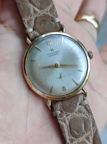 นาฬิกา HAMILTON MASTERPIECE 14k Solid Gold ขาแมงมุม 2เข็มครึ่ง ฝาหลังวาระพิเศษปี1968 