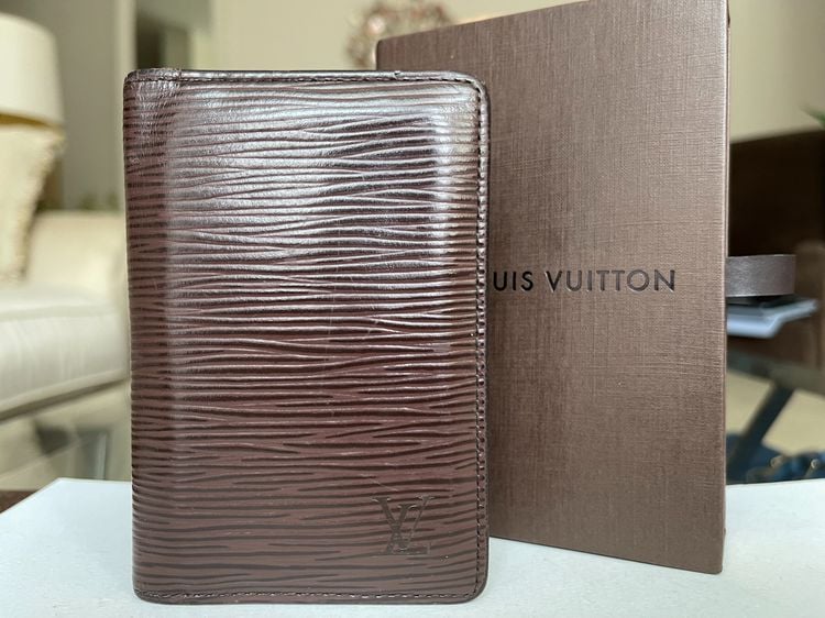 หนังแท้ ไม่ระบุ อื่นๆ  Louis Vuitton แท้ - กระเป๋าใส่บัตร LV Organizer de Poche วัสดุ epi สีน้ำตาลเข้ม มีกล่อง++++