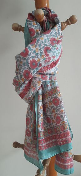 ผ้าพันคอผ้าฝ้าย พร้อมหมวกแฟชั่น รูปที่ 2