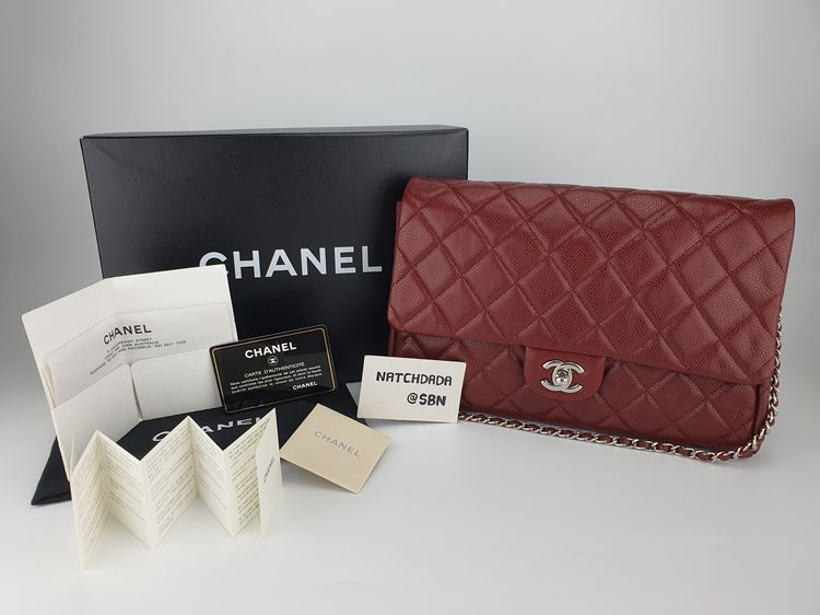 CHANEL CLUTCH WITH CHAIN RED BURGUNDY CAVIAR SHW รูปที่ 1