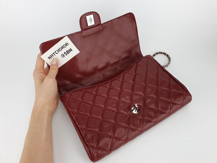 CHANEL CLUTCH WITH CHAIN RED BURGUNDY CAVIAR SHW รูปที่ 14