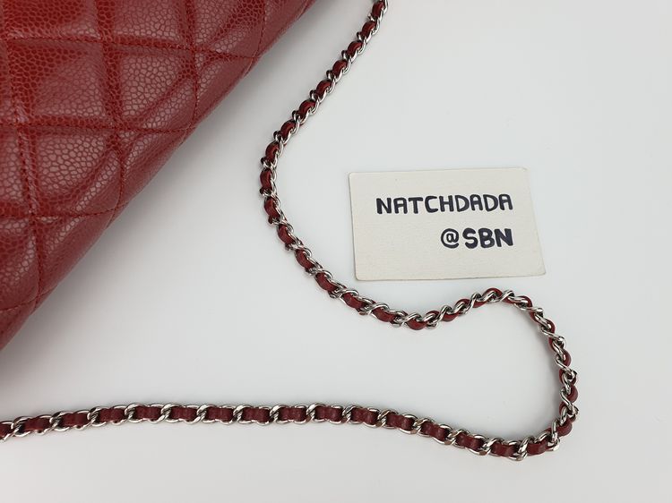 CHANEL CLUTCH WITH CHAIN RED BURGUNDY CAVIAR SHW รูปที่ 5