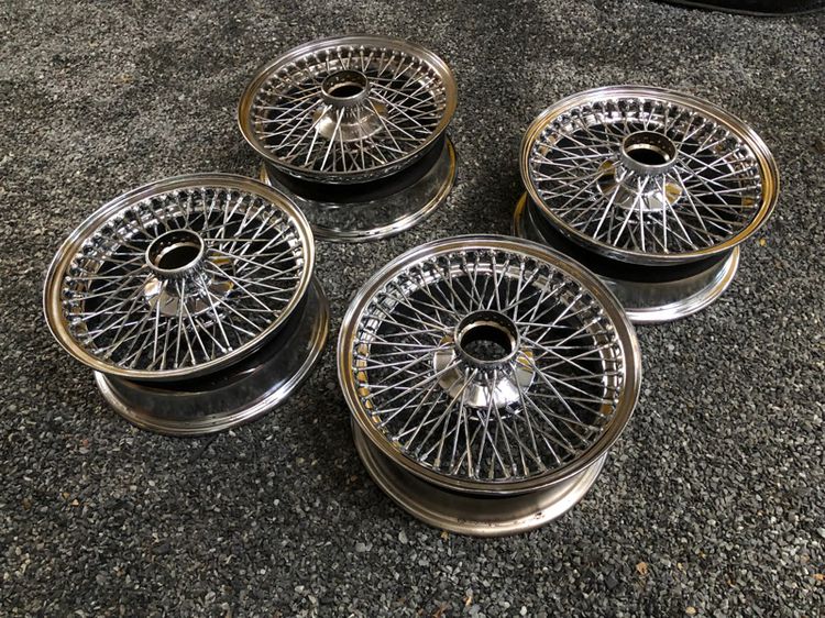 ล้อซี่ลวด Jaguar XK E-Type 🇬🇧 15นิ้ว หน้ากว้าง6 นิ้ว ล้อ Classic Chrome Tubeless Wire ของแท้ มือสอง รูปที่ 3