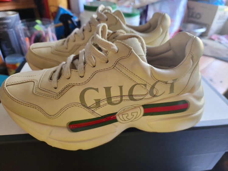 อื่นๆ อื่นๆ UK 4.5 | EU 37 1/3 | US 6 ขาว รองเท้าผ้าใบ Women's Rhyton Gucci logo leather sneaker