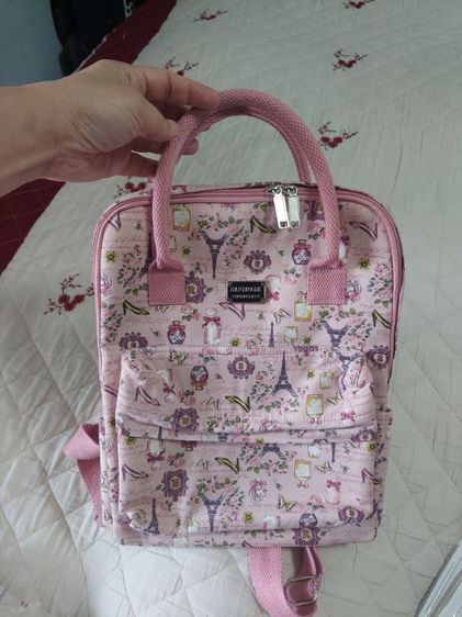 กระเป๋าเป้ผ้า cotton สีชมพูสวยมาก รูปที่ 7