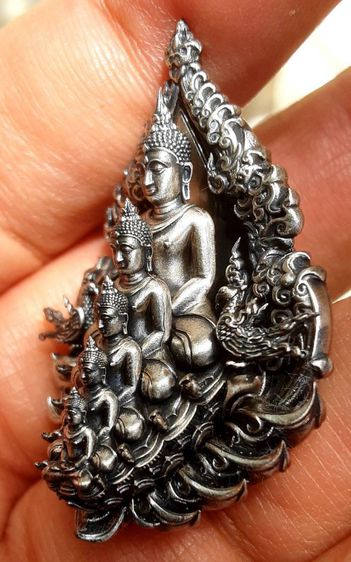 พระพุทธเจ้า5พระองค์ เนื้อเงิน ครูบาอริยชาติ ขนาด3.9เซ็นต์ รูปที่ 18