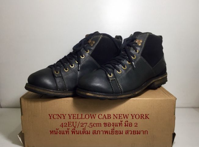 อื่นๆ รองเท้าบู๊ท UK 8.5 | EU 42 2/3 | US 9 ดำ YCNY : YELLOW CAB NEW YORK, Black-Grey Casual Boots for Men 42EU(27.5cm) Original ของแท้ มือ 2 สภาพเยี่ยม, รองเท้า YELLOW CAB หนังแท้ สวยมาก