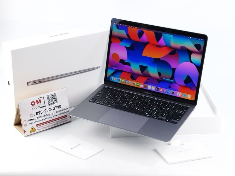 Macbook Air M1 Ram8 SSD256 สี Space Gray ศูนย์ไทย ประกันศูนย์ Apple care plus สวยมาก แท้ ครบกล่อง เพียง 25,900 บาท