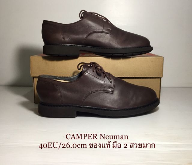 รองเท้าทางการ UK 7 | EU 40 2/3 | US 7.5 น้ำตาล CAMPER Neuman, Dark Brown Official Shoes 40EU(26.0cm) Original ของแท้ มือ 2 สภาพเยี่ยม, รองเท้า CAMPER หนังแท้ มีรอยข่วนเล็กน้อย ไม่เสียหาย