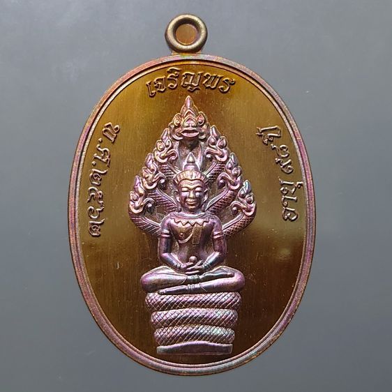 เหรียญเจริญพรบน รุ่นเททอง 98 ปี พิมพ์นาคปรก เนื้อมันปู โคท 1492 (ป๋อง สุพรรณ) หลวงพ่อพัฒน์ วัดห้วยด้วน พ.ศ.2562 รูปที่ 1