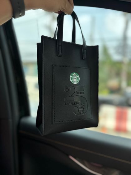หนัง PU Starbuck กระเป๋าถือ อเนกประสงค์ (Mini Tote) สีดำ